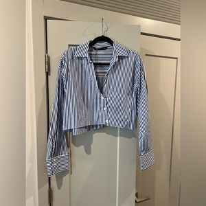 ZARA - cropped striped button down - size small